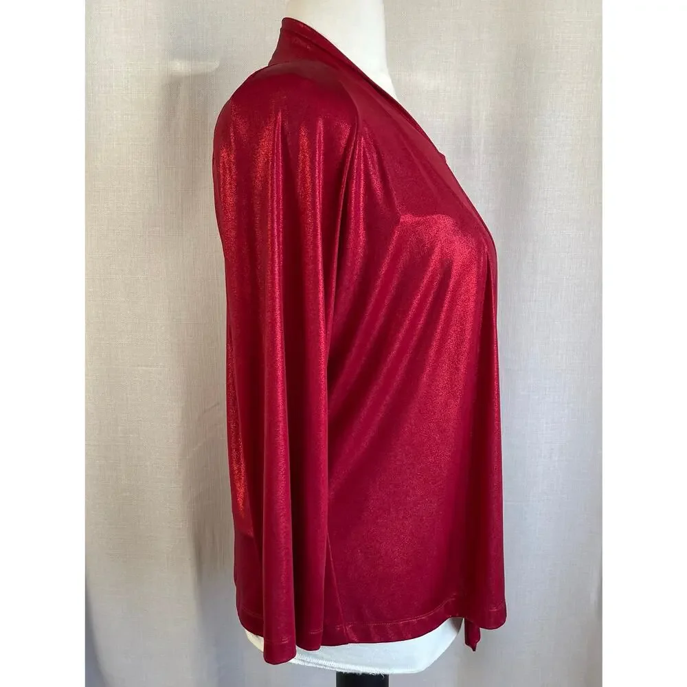 2PC Chico’s Travelers Slinky Red Tank Top Open Front Cardigan Topper XL 14-16 - Picture 5 of 7